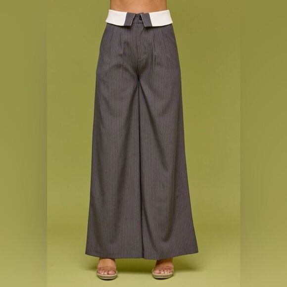 Pin Stripe Vest and Pant Suit Set- Charcoal - Picture 7 of 9